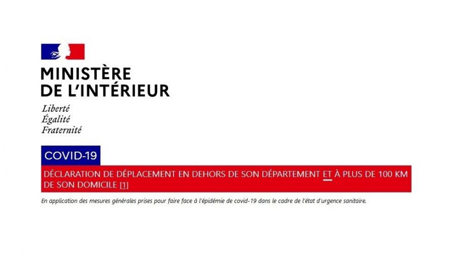 Déclaration de déplacement à plus de 100 km de son domicile Déclaration de déplacement à plus de 100 km de son domicile